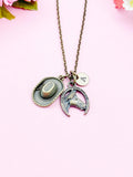 Horse Cowboy Hat Charm Bronze Necklace, N2309