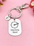 Bass Drum Charm Silver Marching Band Keychain, Necklace Option, D404A