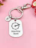 Bass Drum Charm Silver Marching Band Keychain, Necklace Option, D404A
