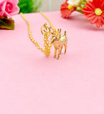 Reindeer Deer Charm Gold Necklace, N1972