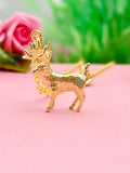 Reindeer Deer Charm Gold Necklace, N1972