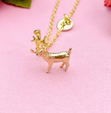Reindeer Deer Charm Gold Necklace, N1972
