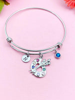 Artist Palette Paint Charm Bracelet, Paint Palette Charm, Brush Pen Charm, Artist Gift, Art Teacher Gift, Personalized Custom,  N2325