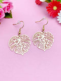 Monstera Tropical Leaf Charm Gold Earrings, N5925