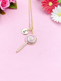 Lollipop Charm Gold Necklace, Pink, N5921