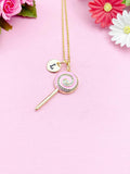 Lollipop Charm Gold Necklace, Pink, N5921