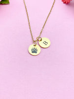 Bear Footprint Charm Gold or silver Necklace, Paw, D475