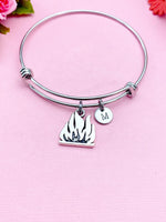 Campfire Charm Silver Bracelet, Burning Fire Flames, N5834A