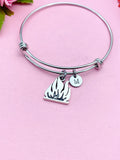 Campfire Charm Silver Bracelet, Burning Fire Flames, N5834A