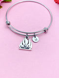 Campfire Charm Silver Bracelet, Burning Fire Flames, N5834A