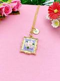 Rose Flower Charm Gold Necklace, Personalized Gift, N6076A