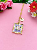 Rose Flower Charm Gold Necklace, Personalized Gift, N6076A