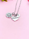 Godmother Necklace, Sunflower Charm, Godmother Charm, Godmother Gift, Personalized Gift, N1454