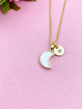 Moon Necklace, Gold Mother of Pearl Shell Moon Charm Necklace, N3081