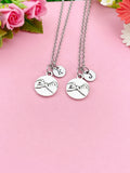 Best Friend Necklace Set, Pinky Promise Charm, Initial Charm, Personalized Jewelry