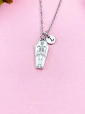 Coffin Skeleton Charm Necklace, Personalized Gift, N3880