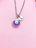 Silver Pearl Shell Charm Necklace, Purple, N5900