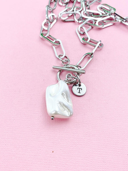 Natural Freshwater Shell Paperclip Toggle Clasps Necklace, N6059A