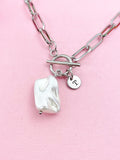 Natural Freshwater Shell Paperclip Toggle Clasps Necklace, N6059A