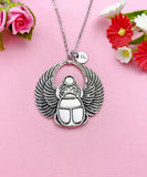 Egypt Scarab Charm Silver or Gold Necklace, Egypt Beetle Charm, Insect Bug Charm, N2660A