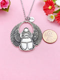 Egypt Scarab Charm Silver or Gold Necklace, Egypt Beetle Charm, Insect Bug Charm, N2660A