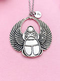 Egypt Scarab Charm Silver or Gold Necklace, Egypt Beetle Charm, Insect Bug Charm, N2660A