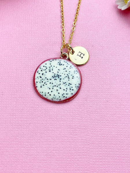 Dragon Fruit Slice Charm Necklace, Pitaya Slice Charm, Pitahaya, Strawberry Pear, Tropical Fruit Gifts, N5292A