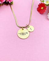 Trumpet Charm Necklace, Silver or Gold Stainless Steel Necklace, D491