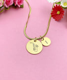 Saxophone Charm Necklace, Silver or Gold Stainless Steel Musician Necklace, D493