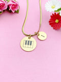 Piano Keyboard Charm Necklace, Silver or Gold Stainless Steel Musician Necklace, D494