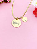 Mellophone Charm Necklace, Silver or Gold Stainless Steel Musician Necklace, D496