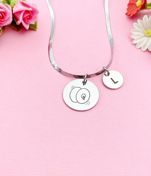 Cymbals Charm Necklace, Silver or Gold Stainless Steel Musician Necklace, D502