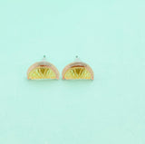 Grapefruit Slice Silver Stud Earrings, Surgical Stainless Steel, N6080