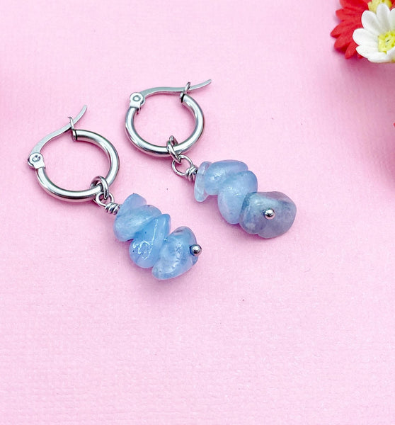 Aquamarine Earrings, Natural Gemstone Jewelry, N3972