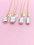 Pearl Necklace, Gold Natural Cultured Freshwater Pearl Charm Necklace, N4626