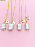 Pearl Necklace, Gold Natural Cultured Freshwater Pearl Charm Necklace, N4626