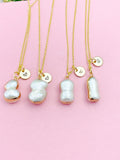 Pearl Necklace, Gold Natural Cultured Freshwater Pearl Charm Necklace, N4626