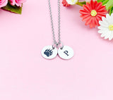 Bear Footprint Charm Silver Necklace, Paw, D475A