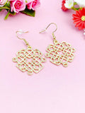 Gold Plated Chinese Knot Dangle Earrings, Stainless Steel Hooks