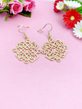 Gold Plated Chinese Knot Dangle Earrings, Stainless Steel Hooks
