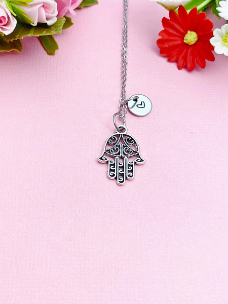 Hamsa Hand Charm Silver Necklace, N2618A