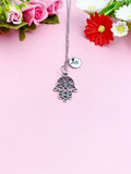 Hamsa Hand Charm Silver Necklace, N2618A