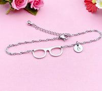Silver Eyeglasses Charm Bracelet Optometrists Ophthalmologists Eye Doctor Medical School Student Gift Idea AN1413