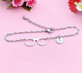 Silver Eyeglasses Charm Bracelet Optometrists Ophthalmologists Eye Doctor Medical School Student Gift Idea AN1413