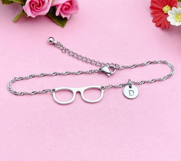 Silver Eyeglasses Charm Bracelet Optometrists Ophthalmologists Eye Doctor Medical School Student Gift Idea AN1413