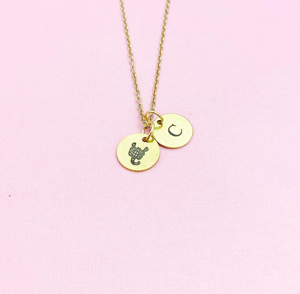 Scorpio Scorpion, Silver or Gold Scorpio Scorpion Charm Necklace, D483A