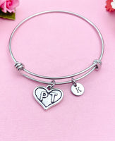 Physical Therapist Bracelet, PT Heart Charm, Physical Therapist Jewelry Gifts, N4572