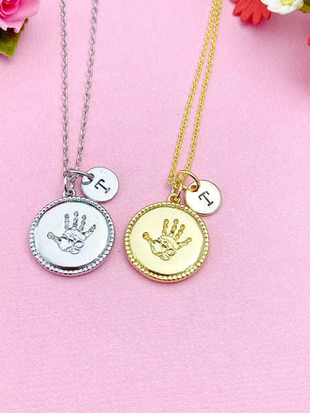 Palm Print Charm Necklace, Baby Palm Print Hand, N3851