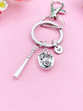 Baseball Keychain, Initial Charm, Baseball Gift