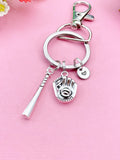 Baseball Keychain, Initial Charm, Baseball Gift